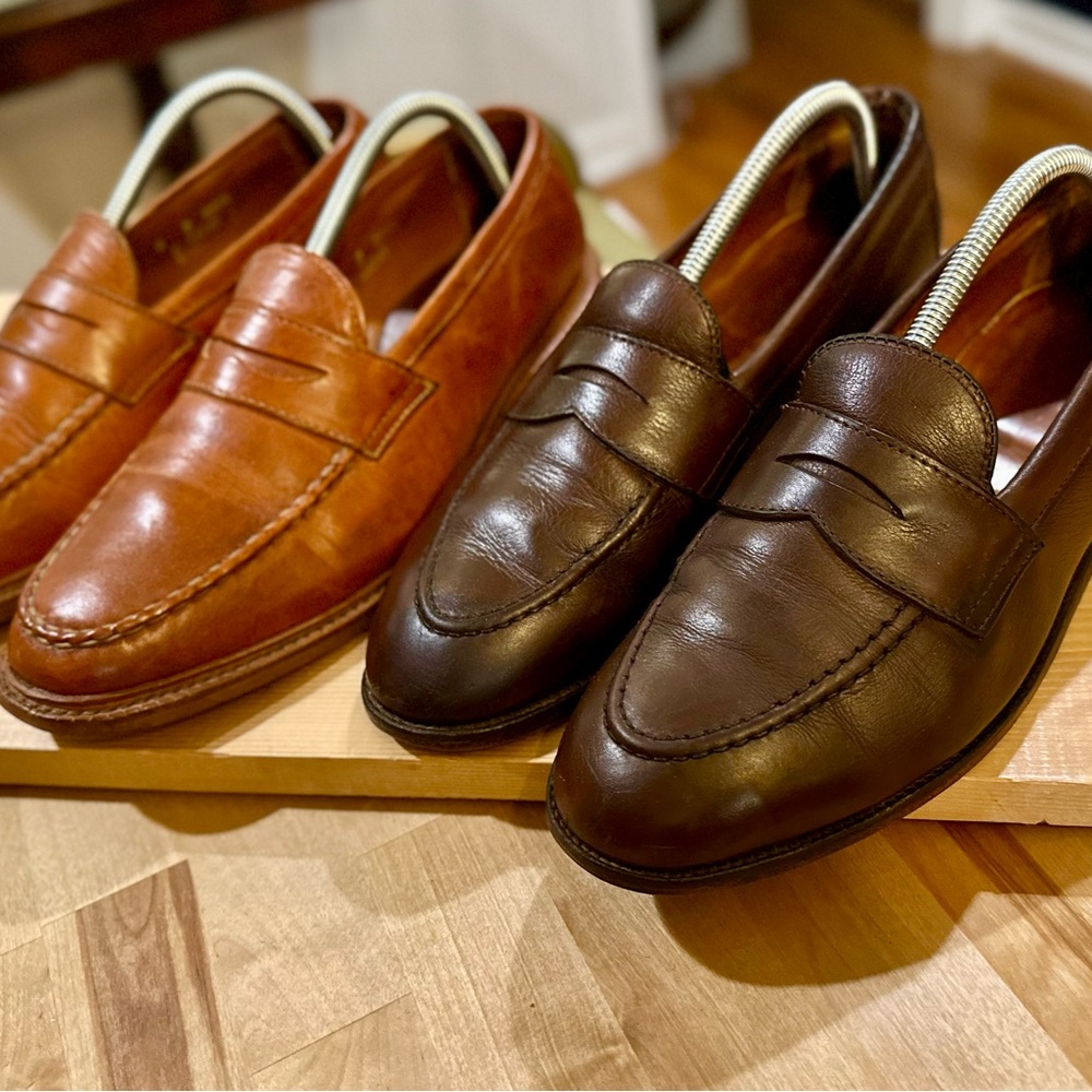 Allen Edmonds Brown and Tan Leather Slip-Ons